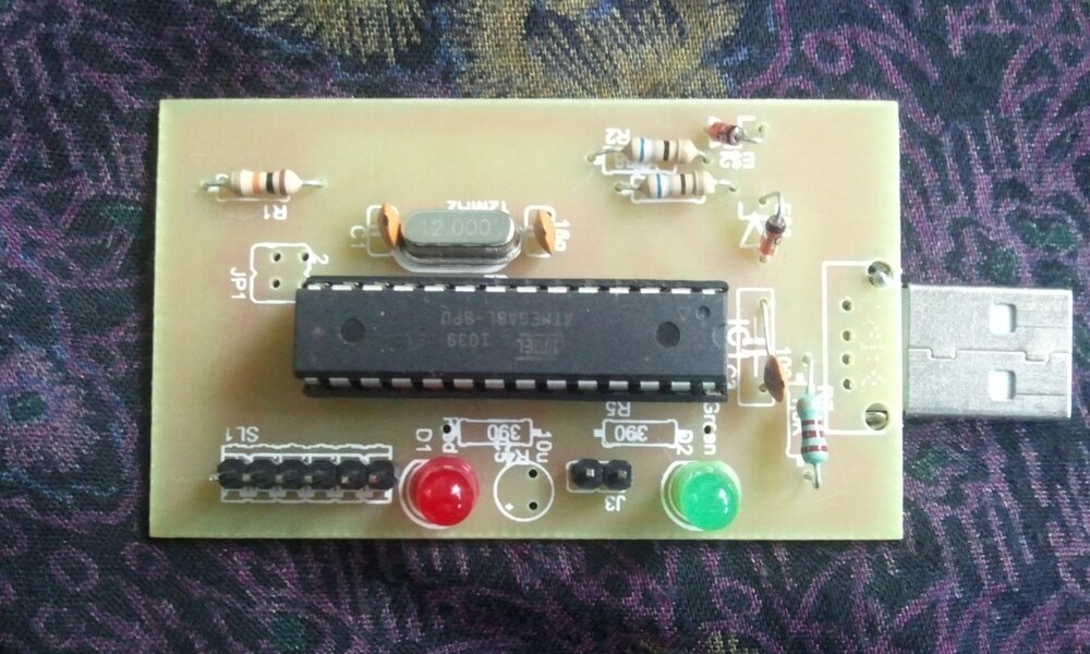The AVR programmer board I built to flash my own chips